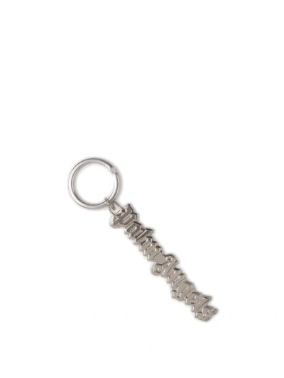 Palm Angels Logo Plaque Keychain In Silver