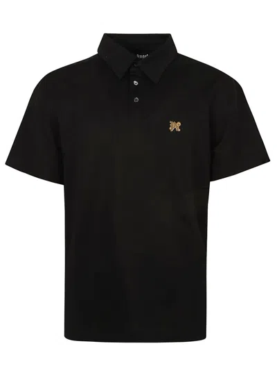 Palm Angels Logo Plaque Polo Shirt In Black