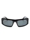 Palm Angels Logo-plaque Rectangle-frame Sunglasses In Black