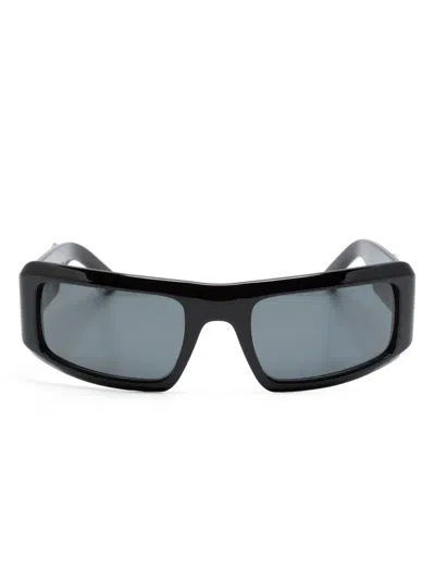 Palm Angels Logo-plaque Rectangle-frame Sunglasses In Black