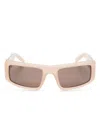 Palm Angels Logo-plaque Rectangle-frame Sunglasses In Braun