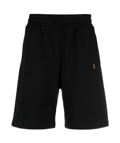 Palm Angels Logo Plaque Sweat Shorts In Black