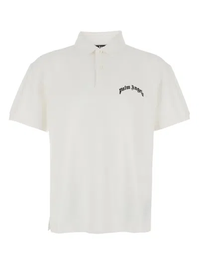 Palm Angels Logo Polo Shirt In White