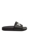 Palm Angels Kids Logo Sliders In Black