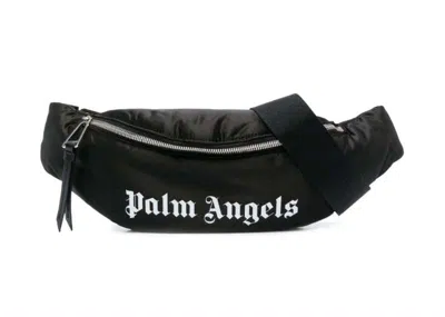 Pre-owned Palm Angels Logo Print Belt Bag In Black/white
