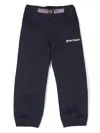 Palm Angels Logo-print Belted Trousers In Blue