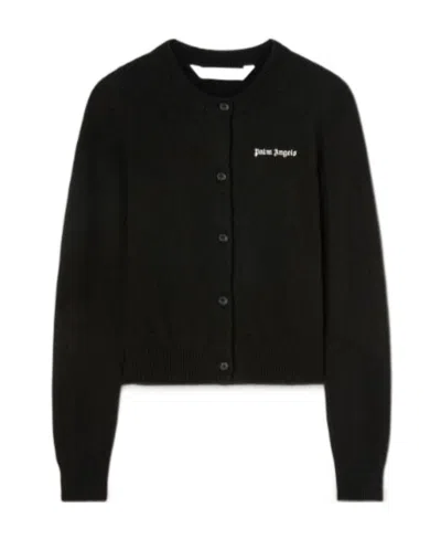 Palm Angels Logo-print Button-up Cardigan In Black