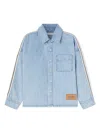 Palm Angels Logo-print Chambray Shirt In Blue