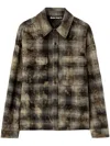 Palm Angels Logo-print Check-pattern Shirt In Grey Off White