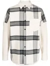 Palm Angels Oversized Check Overshirt For Men In Neutrals