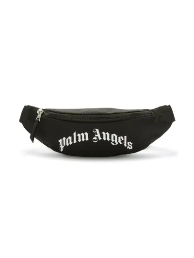 Palm Angels Kids' Logo-print Cotton Belt Bag In Black
