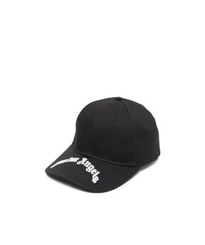 Palm Angels Logo-print Cotton Cap In Black