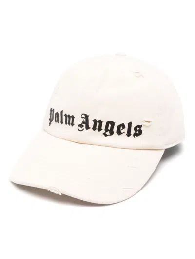 Palm Angels Logo-print Cotton Cap In Neutrals