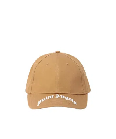 Palm Angels Logo-print Cotton Cap In Nude