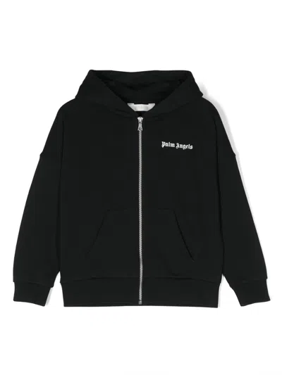 Palm Angels Kids' Logo-print Cotton Hoodie In Black