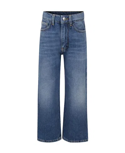 Palm Angels Logo-print Cotton Jeans In Blue