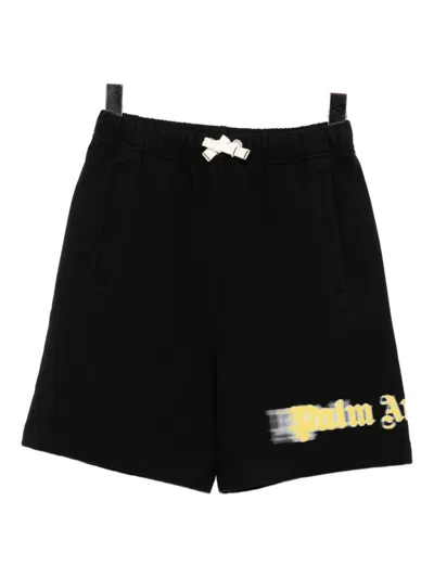 Palm Angels Kids' Logo-print Cotton Shorts In Black