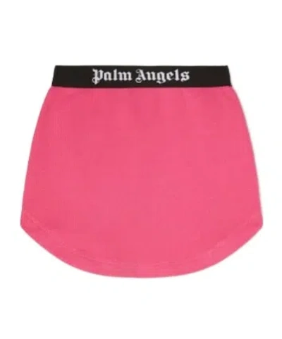 Palm Angels Logo-print Cotton Skirt In Pink