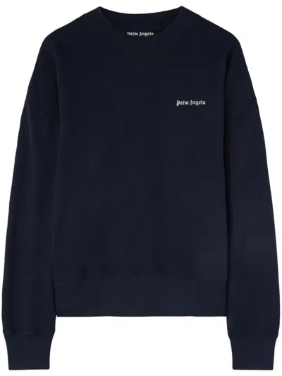 Palm Angels Logo Detailed Crewneck Sweatshirt In Black