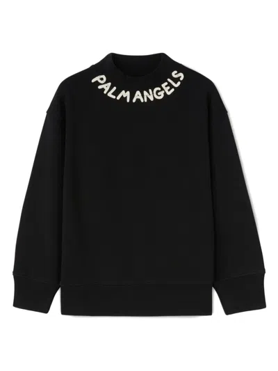 Palm Angels Kids' Logo-print Cotton Sweatshirt In Black Butt