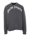 Palm Angels Crew-neck Cotton Sweatshirt With Lettering Print In Black