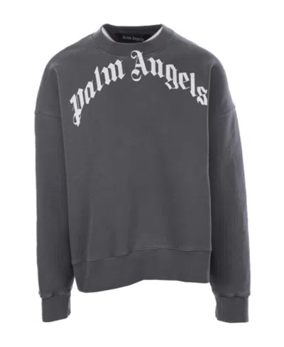 Palm Angels Logo-print Cotton Sweatshirt In Black