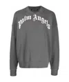 Palm Angels Crew-neck Cotton Sweatshirt With Lettering Print In Gray