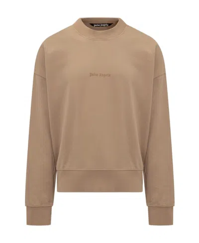 Palm Angels Logo-print Cotton Sweatshirt In Nude