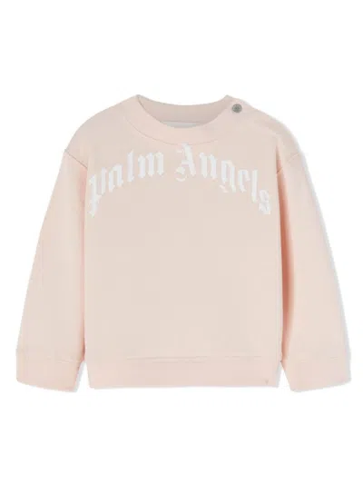 Palm Angels Babies' Logo-print Cotton Sweatshirt In Pink