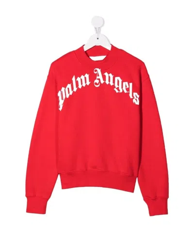 Palm Angels Logo-print Cotton Sweatshirt In Red