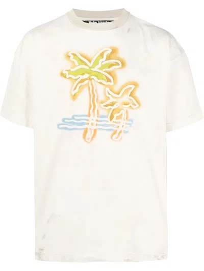 Palm Angels Logo-print Cotton T-shirt In Multicolor
