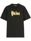 Palm Angels Burning Palm Black Cotton Oversize T-shirt In Black