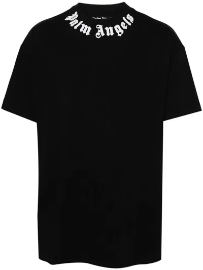 Palm Angels Logo-print Cotton T-shirt In Black Off White