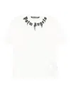 Palm Angels Classic Fit White Cotton T-shirt With Graphic Branding In White
