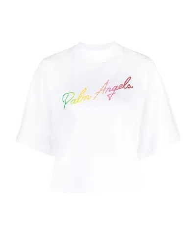 Palm Angels Logo-print Short-sleeve T-shirt In White