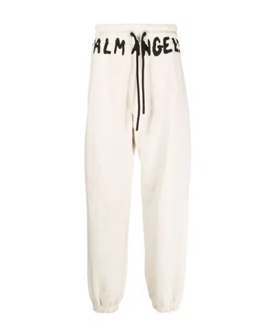 Palm Angels Logo-print Cotton Track Pants In White