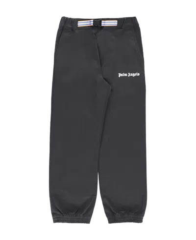 Palm Angels Logo-print Cotton Trousers In Black