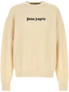 Palm Angels Logo Crew-neck Sweater With Ribbed Knit In Neutrals