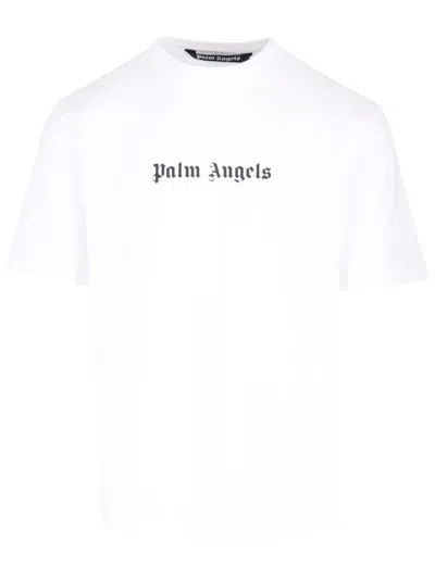Palm Angels Logo-print Crew-neck T-shirt In Bianco