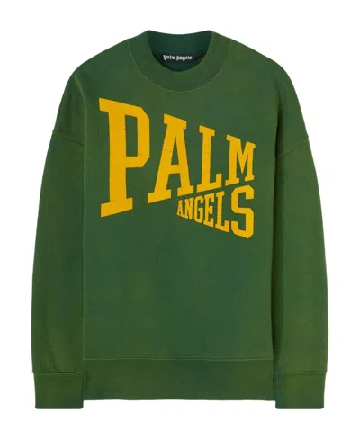 Palm Angels Logo-print Crew-neck T-shirt In Green