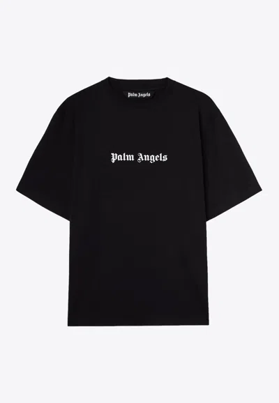 PALM ANGELS LOGO PRINT CREWNECK T-SHIRT