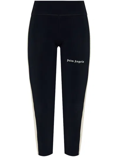 Palm Angels Logo-print Long Leggings In Black