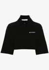Palm Angels Black Logo Cropped Polo In Black