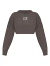 Palm Angels Logo-print Cropped Sweatshirt In Gray