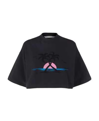 Palm Angels Logo-print Cropped T-shirt