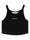Palm Angels Black Cotton Cropped Top In Black