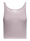 Palm Angels Classic Logo Cotton Tank Top In Lilac/off White