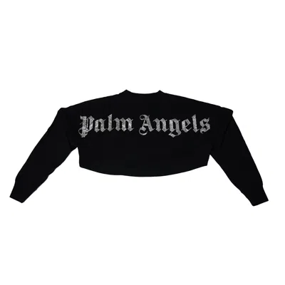 Palm Angels Logo Print Cropped Top Black