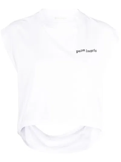 Palm Angels Logo-print Cut-out Tank Top In White