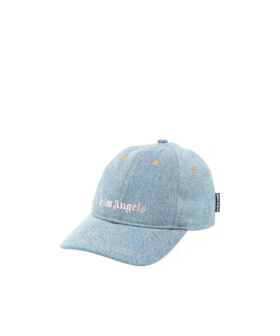 Palm Angels Logo-print Denim Cap In Blue
